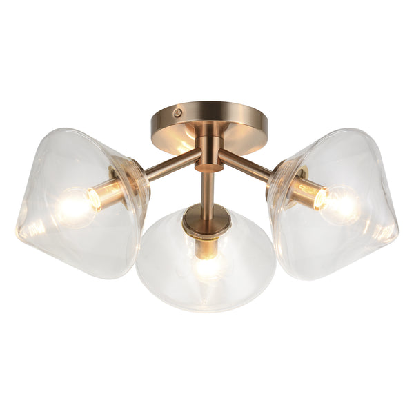 Matteo Lighting - X81743AGCL - Three Light Ceiling Mount - Novo - Aged Gold Brass from Lighting & Bulbs Unlimited in Charlotte, NC