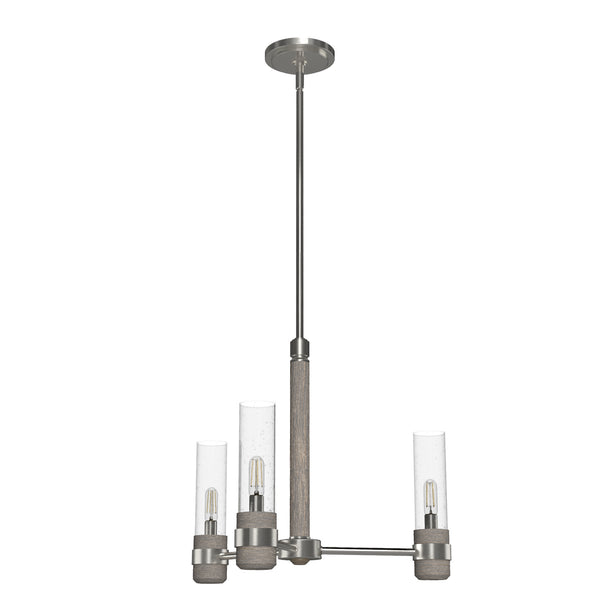 Hunter - 19473 - Three Light Chandelier - River Mill - Brushed Nickel from Lighting & Bulbs Unlimited in Charlotte, NC