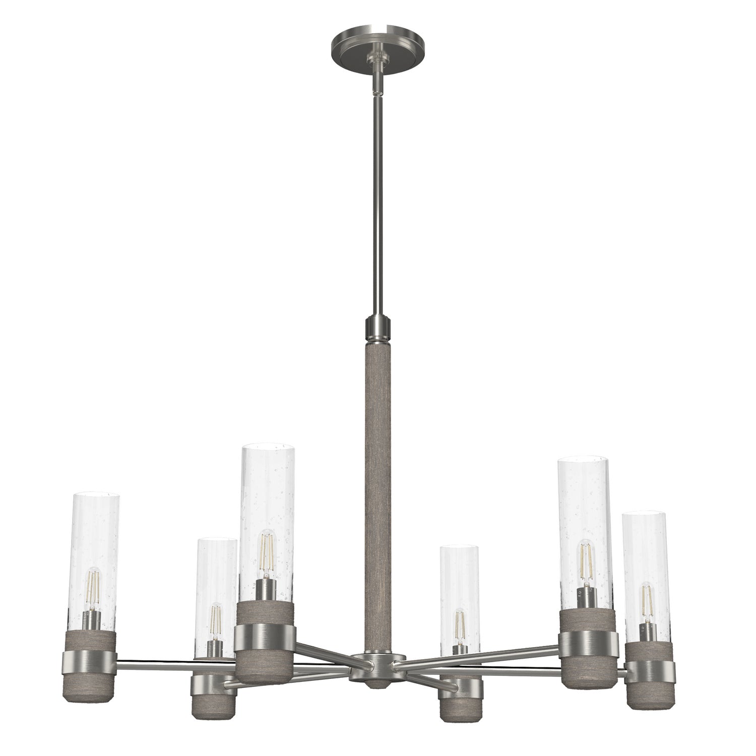 Hunter - 19477 - Six Light Chandelier - River Mill - Brushed Nickel from Lighting & Bulbs Unlimited in Charlotte, NC