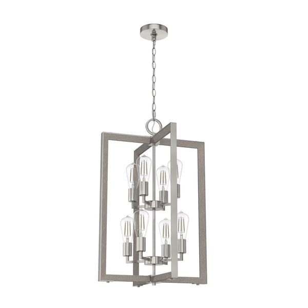 Hunter - 19857 - Eight Light Foyer Pendant - Woodburn - Brushed Nickel from Lighting & Bulbs Unlimited in Charlotte, NC