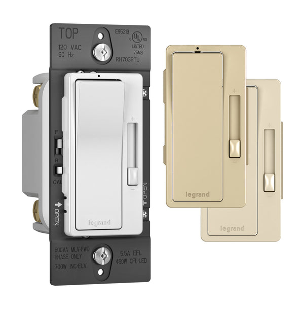 Tru-Universal Single Pole/3-Way Dimmer from the radiant Collection in Tri-Color Finish (White, Light Almond, Almond) by Legrand (on backorder)