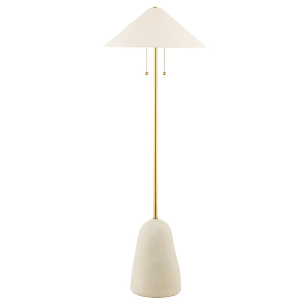 Mitzi - HL692401-AGB/CBG - Two Light Floor Lamp - Maia - Aged Brass/Ceramic Textured Beige from Lighting & Bulbs Unlimited in Charlotte, NC