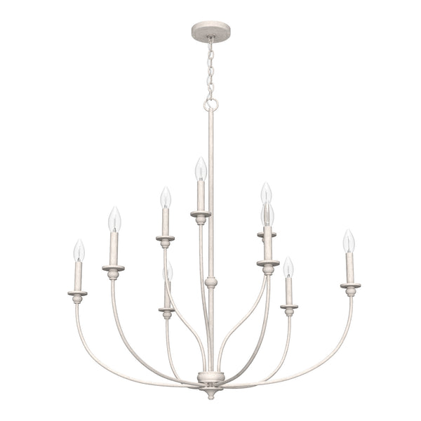 Hunter - 19633 - Nine Light Chandelier - Southcrest - Distressed White from Lighting & Bulbs Unlimited in Charlotte, NC
