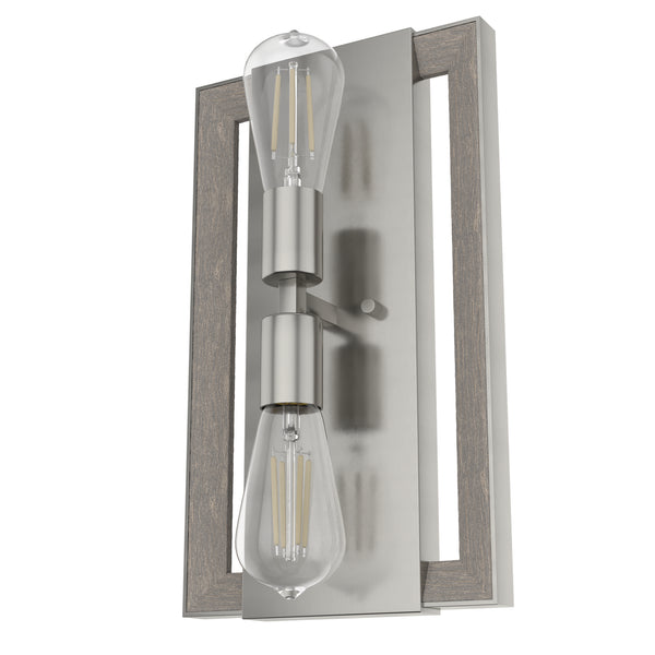 Hunter - 19815 - Two Light Wall Sconce - Woodburn - Brushed Nickel from Lighting & Bulbs Unlimited in Charlotte, NC
