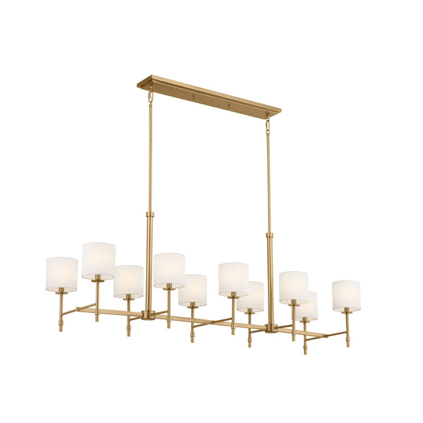 Kichler - 52503BNB - Ten Light Linear Chandelier - Ali - Brushed Natural Brass from Lighting & Bulbs Unlimited in Charlotte, NC