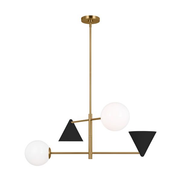 Visual Comfort Studio - AEC1104MBKBBS - Four Light Chandelier - Cosmo - Midnight Black and Burnished Brass from Lighting & Bulbs Unlimited in Charlotte, NC