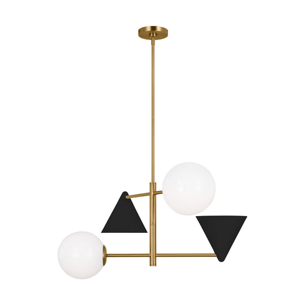 Visual Comfort Studio - AEC1114MBKBBS - Four Light Chandelier - Cosmo - Midnight Black and Burnished Brass from Lighting & Bulbs Unlimited in Charlotte, NC