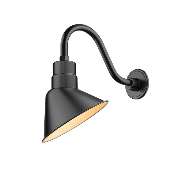 One Light Angle Shade from the R Series Collection in Satin Black Finish by Millennium