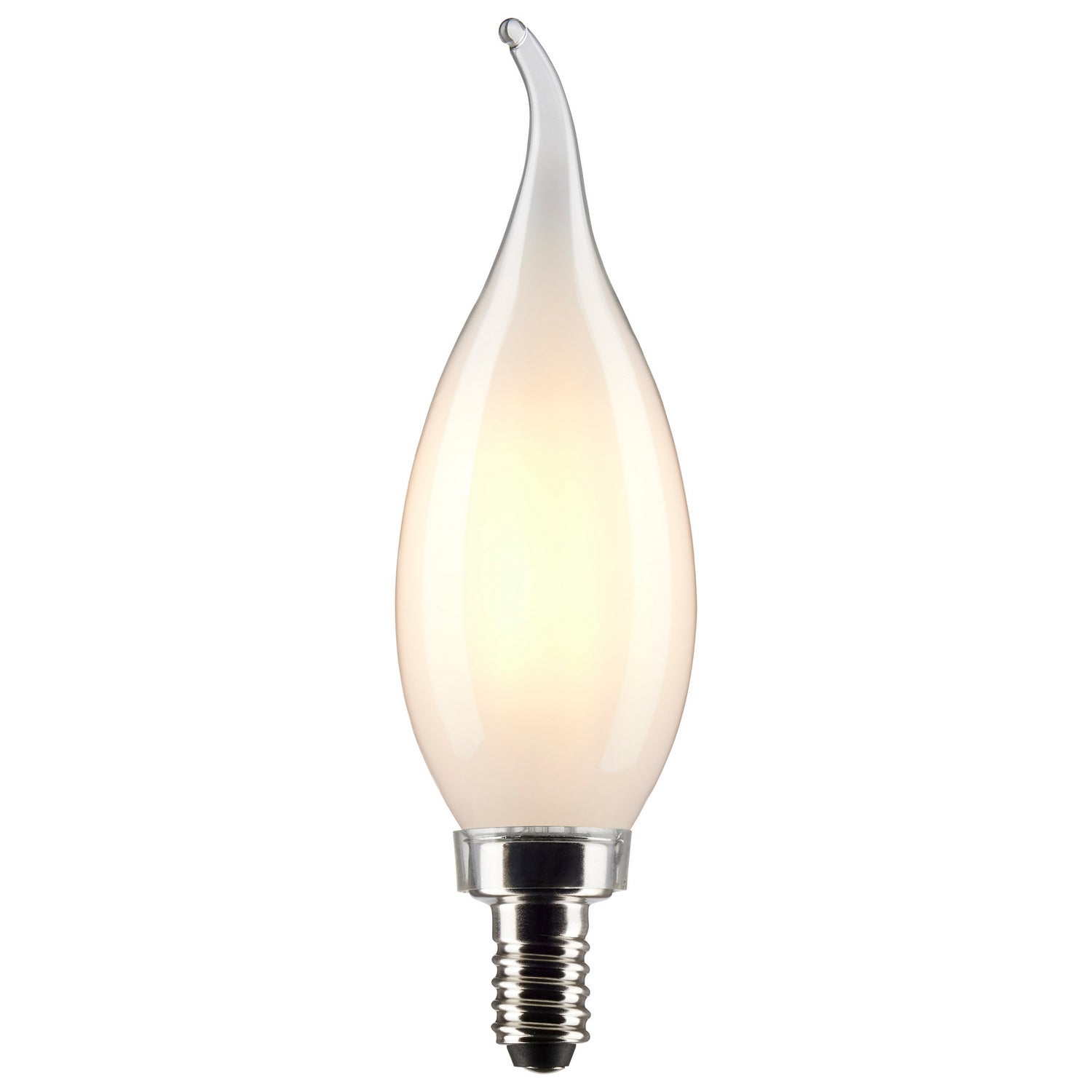 4 Watt CA10 LED, Frost, Candelabra base, 90 CRI, 4000K, 120 Volt Light Bulb by Satco (40W Equivalent)