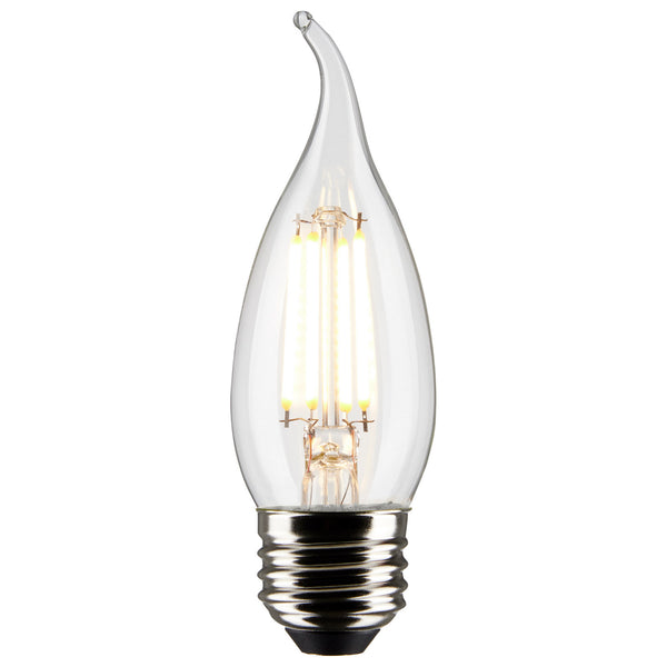 5.5 Watt CA10 LED, Clear, Medium base, 90 CRI, 4000K, 120 Volt Light Bulb by Satco (60W Equivalent)