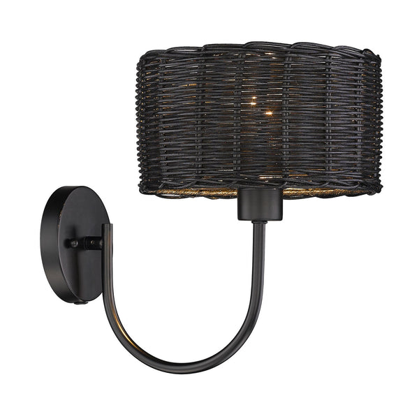 One Light Wall Sconce from the Erma Collection in Matte Black Finish by Golden