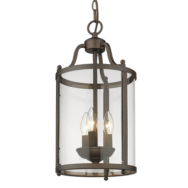 Three Light Pendant from the Payton RBZ Collection in Rubbed Bronze Finish by Golden