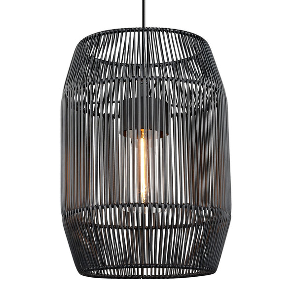 One Light Outdoor Pendant from the Seabrooke Collection in Natural Black Finish by Golden