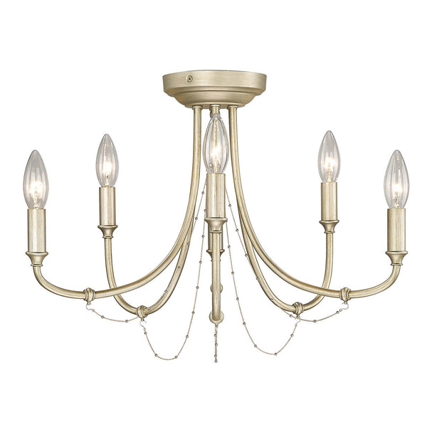 Six Light Semi-Flush Mount from the Kamila Collection in White Gold Finish by Golden
