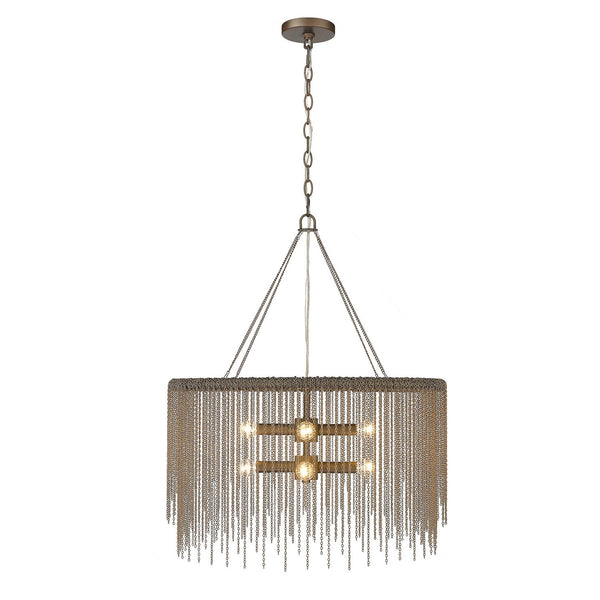 Eight Light Pendant from the Cleo Collection in Rubbed Bronze Finish by Golden
