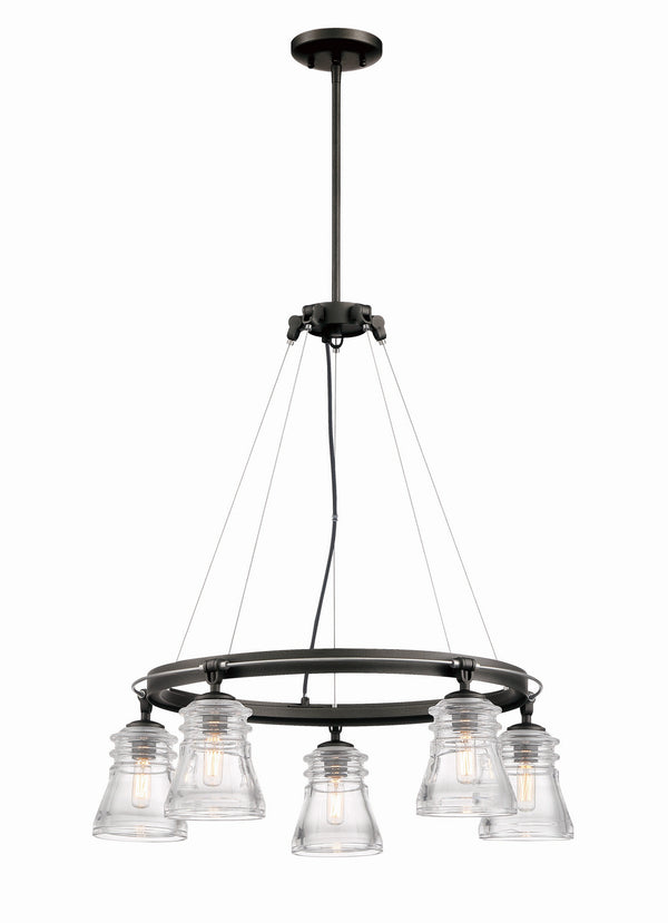 Minka-Lavery - 2736-709 - Five Light Chandelier - Graham Avenue - Smoked Iron And Brushed Nickel from Lighting & Bulbs Unlimited in Charlotte, NC