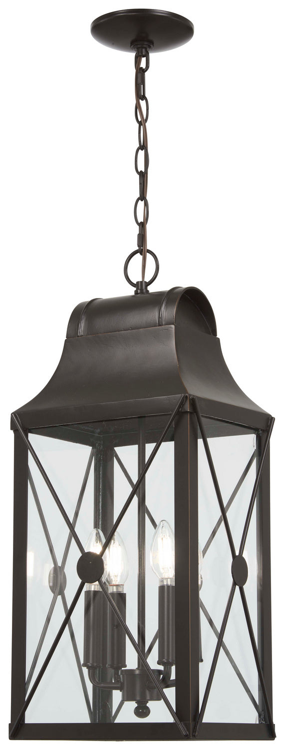 Minka-Lavery - 73297-143C - Four Light Outdoor Chain Hung - De Luz - Oil Rubbed Bronze W/ Gold High from Lighting & Bulbs Unlimited in Charlotte, NC