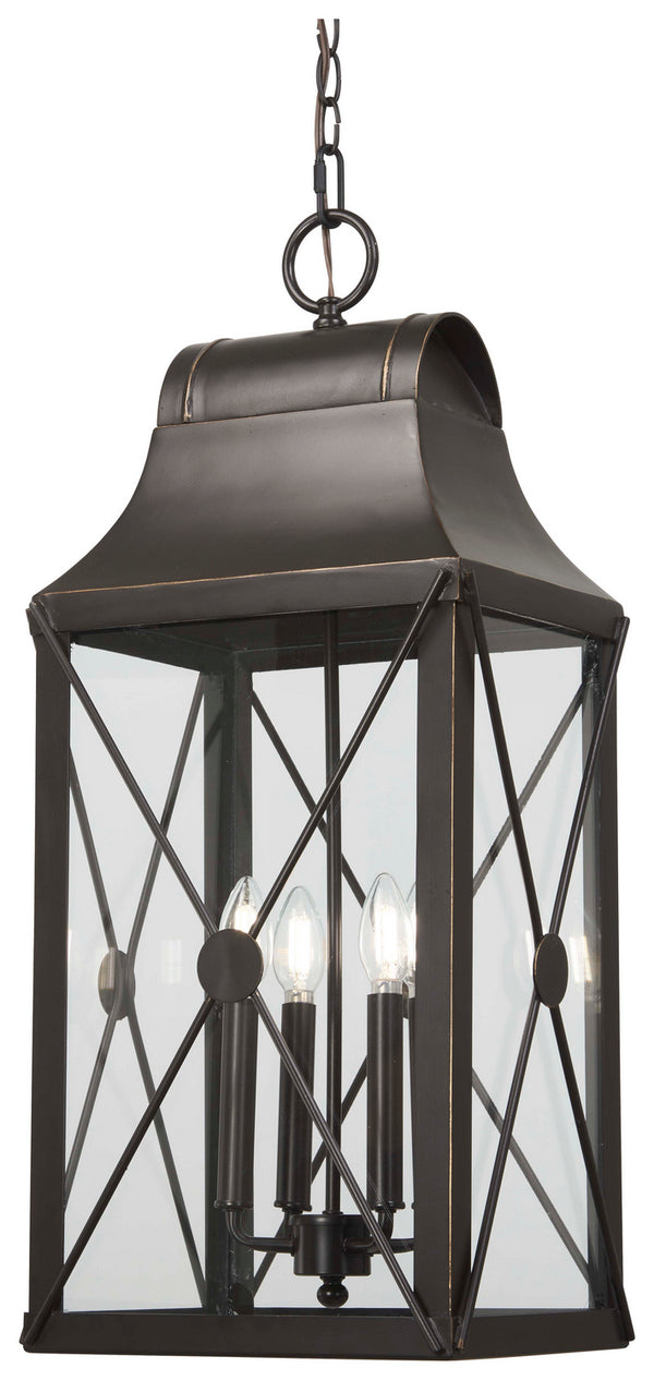Minka-Lavery - 73298-143C - Four Light Outdoor Chain Hung - De Luz - Oil Rubbed Bronze W/ Gold High from Lighting & Bulbs Unlimited in Charlotte, NC