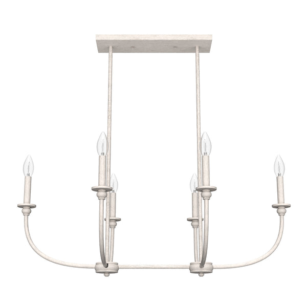 Hunter - 19645 - Six Light Linear Chandelier - Southcrest - Distressed White from Lighting & Bulbs Unlimited in Charlotte, NC