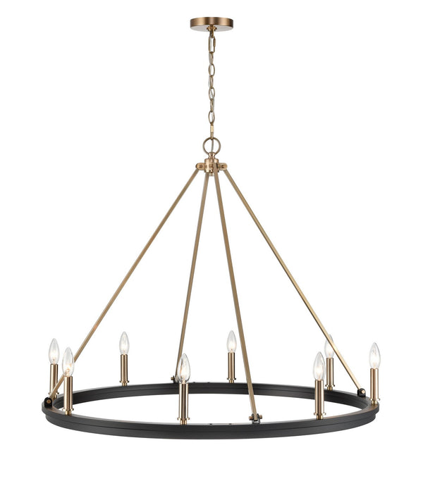 Eight Light Chandelier from the Carruth Collection in Matte Black Modern Gold Finish by Millennium