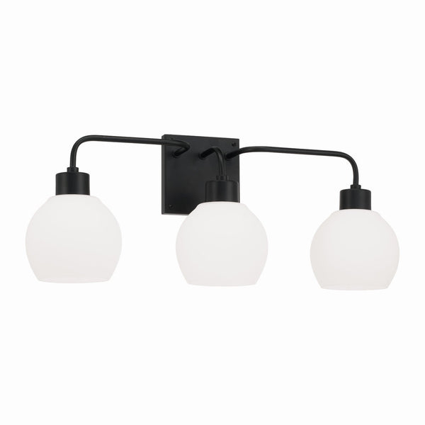 Three Light Vanity from the Tanner Collection in Matte Black Finish by Capital Lighting