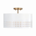 Capital Lighting - 250231AW - Three Light Semi-Flush Mount - Dash - Aged Brass and White from Lighting & Bulbs Unlimited in Charlotte, NC