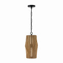One Light Pendant from the Archer Collection in Light Wood and Matte Black Finish by Capital Lighting