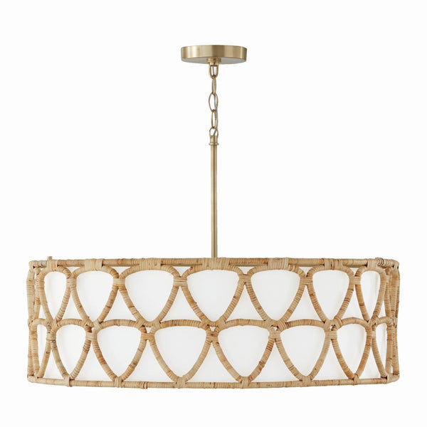 Four Light Pendant from the Tulum Collection in Matte Brass Finish by Capital Lighting