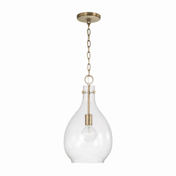One Light Pendant from the Brentwood Collection in Aged Brass Finish by Capital Lighting