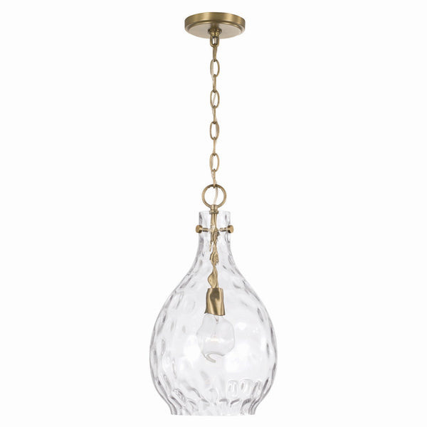 One Light Pendant from the Brentwood Collection in Aged Brass Finish by Capital Lighting