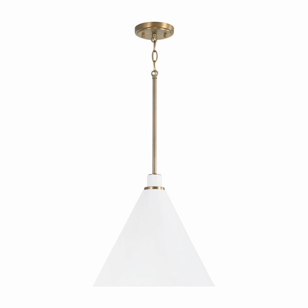 Capital Lighting - 350112AW - One Light Pendant - Bradley - Aged Brass and White from Lighting & Bulbs Unlimited in Charlotte, NC