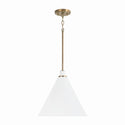 One Light Pendant from the Bradley Collection in Aged Brass and White Finish by Capital Lighting