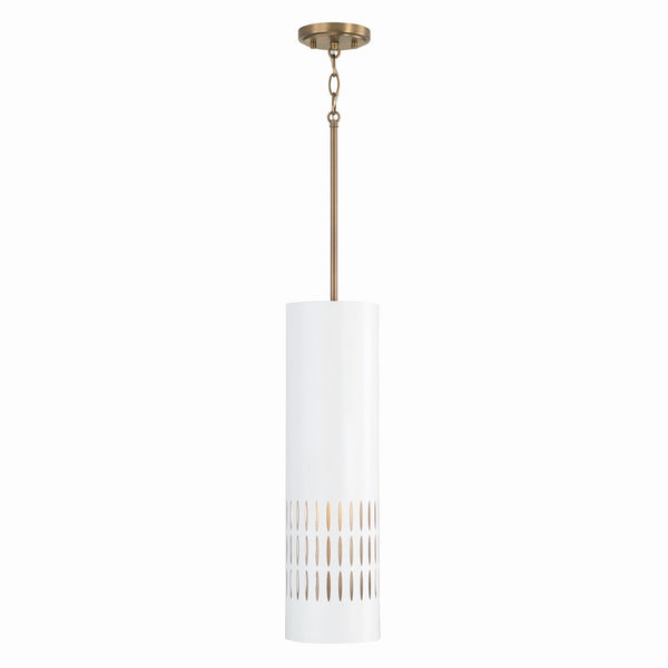 Capital Lighting - 350211AW - One Light Pendant - Dash - Aged Brass and White from Lighting & Bulbs Unlimited in Charlotte, NC