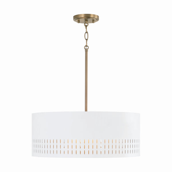 Capital Lighting - 350233AW - Three Light Pendant - Dash - Aged Brass and White from Lighting & Bulbs Unlimited in Charlotte, NC