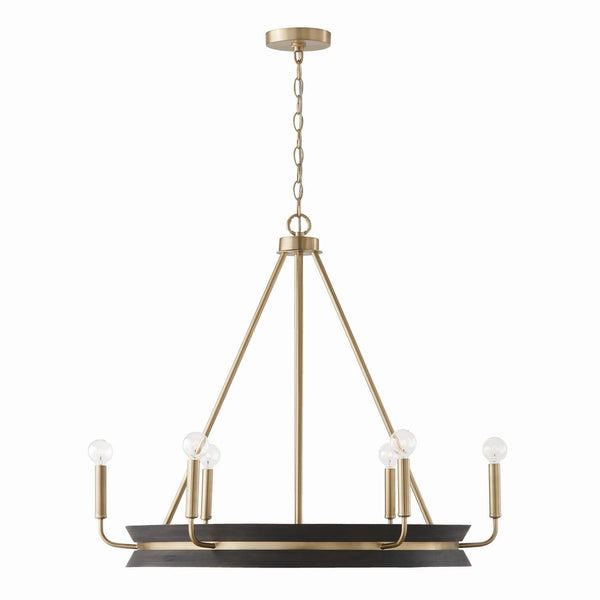 Six Light Chandelier from the Finn Collection in Black Stain and Matte Brass Finish by Capital Lighting