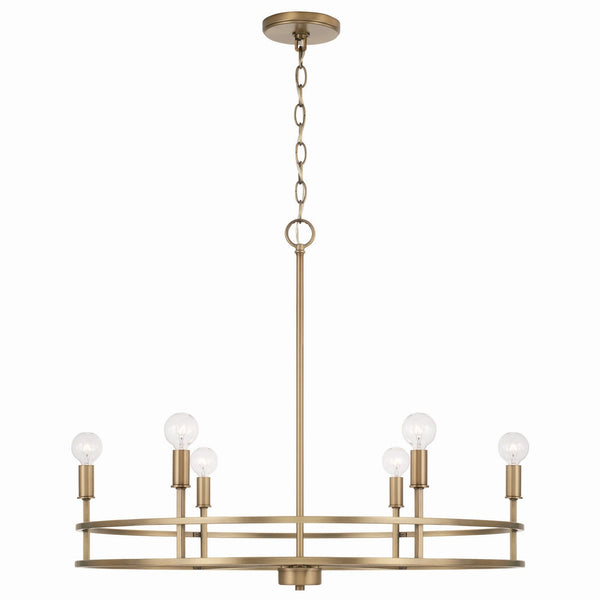 Six Light Chandelier from the Fuller Collection in Aged Brass Finish by Capital Lighting