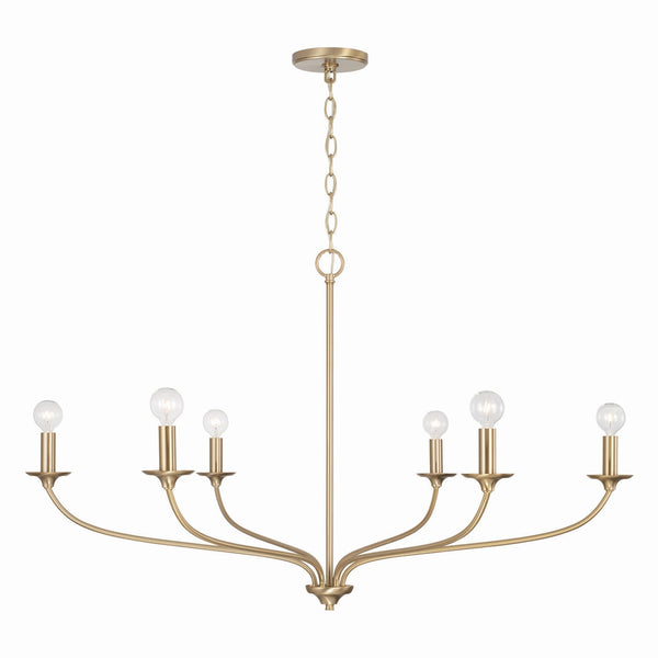 Six Light Chandelier from the Dolan Collection in Matte Brass Finish by Capital Lighting