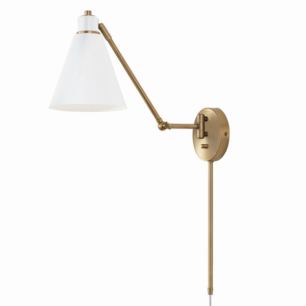 Capital Lighting - 650111AW - One Light Wall Sconce - Bradley - Aged Brass and White from Lighting & Bulbs Unlimited in Charlotte, NC