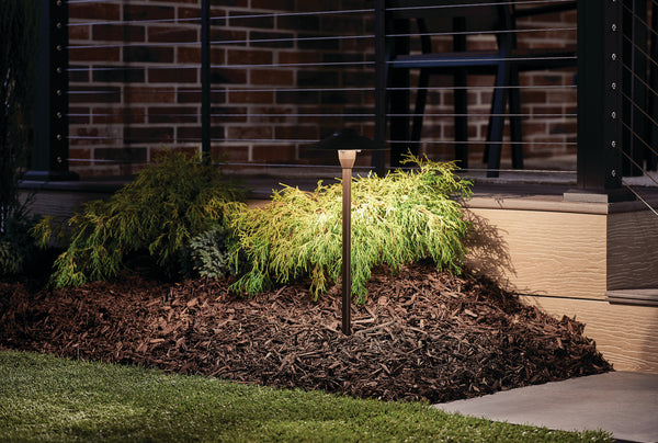 One Light Path & Spread from the No Family Collection in Textured Architectural Bronze Finish by Kichler
