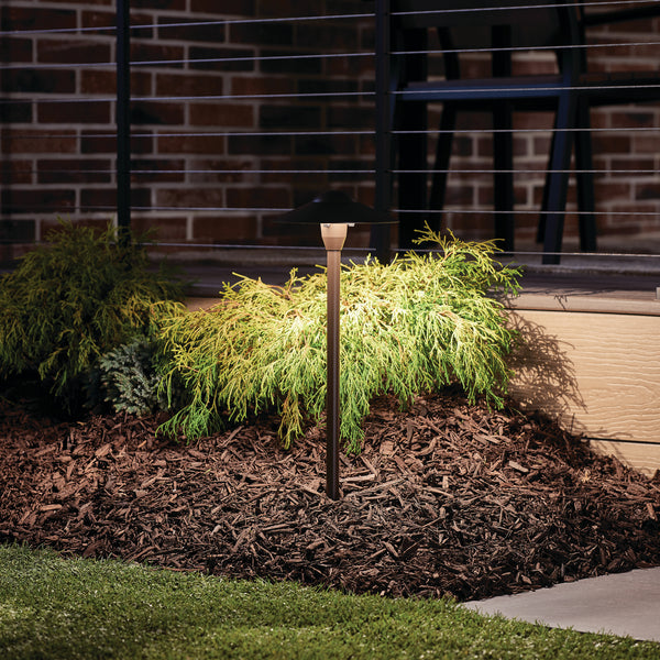 One Light Path & Spread from the No Family Collection in Textured Architectural Bronze Finish by Kichler