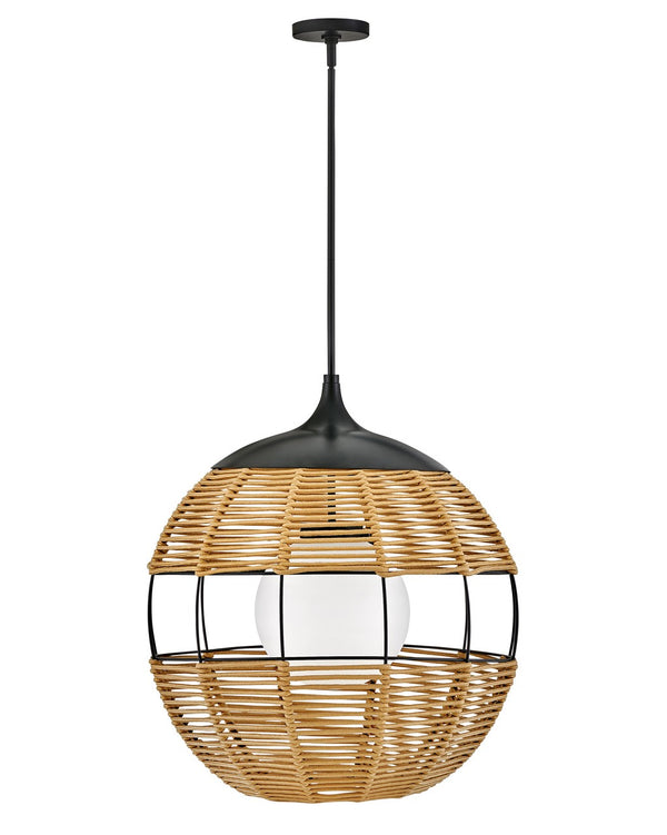 Hinkley - 19675BK-NAT - LED Hanging Lantern - Maddox - Black with Light Natural Nylon Shade from Lighting & Bulbs Unlimited in Charlotte, NC