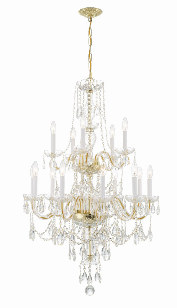 Crystorama - 1155-PB-CL-MWP - 15 Light Chandelier - Traditional Crystal - Polished Brass from Lighting & Bulbs Unlimited in Charlotte, NC