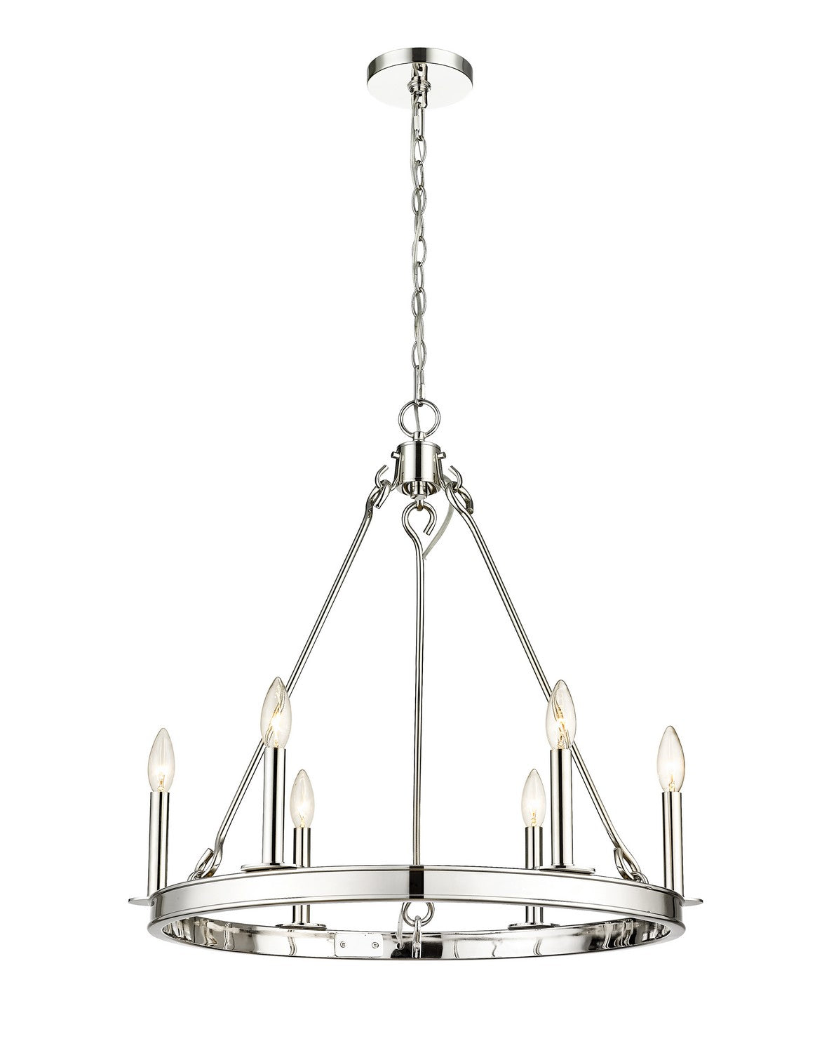 Z-Lite - 482R-6PN - Six Light Chandelier - Barclay - Polished Nickel from Lighting & Bulbs Unlimited in Charlotte, NC