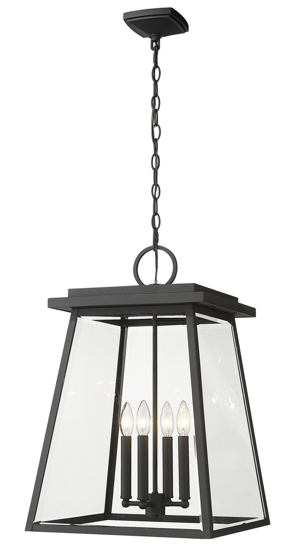Z-Lite - 521CHXL-BK - Four Light Outdoor Chain Mount - Broughton - Black from Lighting & Bulbs Unlimited in Charlotte, NC