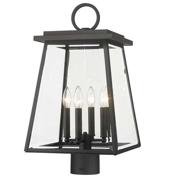 Z-Lite - 521PHBR-BK - Four Light Outdoor Post Mount - Broughton - Black from Lighting & Bulbs Unlimited in Charlotte, NC