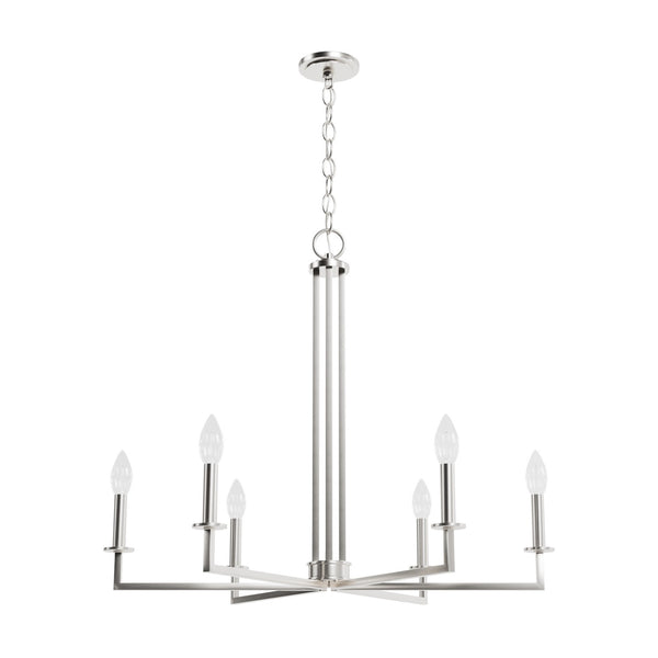Hunter - 19621 - Six Light Chandelier - Bearden - Brushed Nickel from Lighting & Bulbs Unlimited in Charlotte, NC