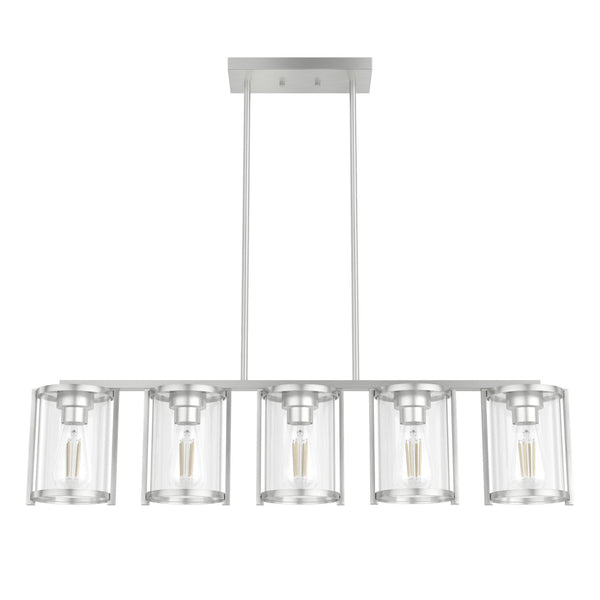 Hunter - 48012 - Five Light Linear Chandelier - Astwood - Brushed Nickel from Lighting & Bulbs Unlimited in Charlotte, NC