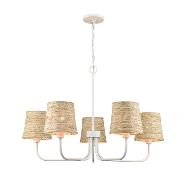 ELK Home - 32457/5 - Five Light Chandelier - Abaca - Textured White from Lighting & Bulbs Unlimited in Charlotte, NC