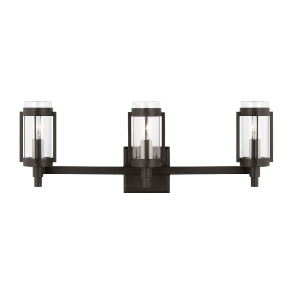 Visual Comfort Studio - LV1023AI - Three Light Bath Vanity - Flynn - Aged Iron from Lighting & Bulbs Unlimited in Charlotte, NC