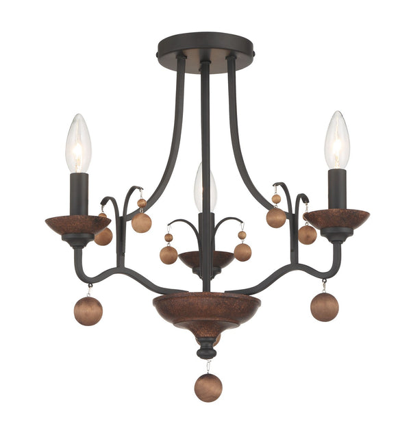 Minka-Lavery - 2662-723 - Three Light Semi Flush Mount - Colonial Charm - Old World Bronze With Walnut Accents from Lighting & Bulbs Unlimited in Charlotte, NC